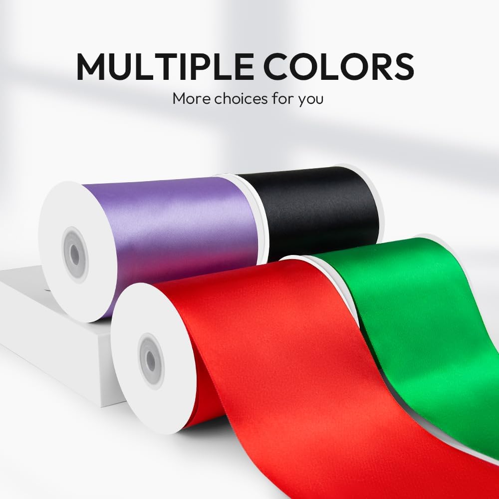 4" Width x 25 Yards Satin Fabric Ribbon, Pink Ribbon Perfect for Wedding Car, Chair Sash, Grand Opening Ceremony, Big Bows, Embroidery, Floral Crafts, Party Decoration