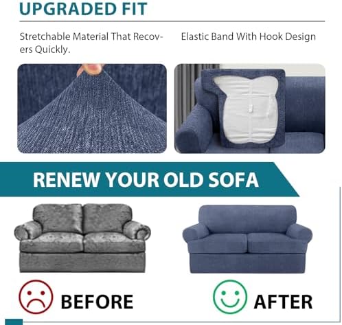 T Cushion Loveseat Slipcover 3 Pieces Sofa Covers - Image 5