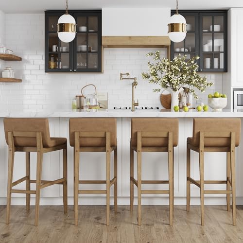 Nathan James Gracie Modern Upholstered Bar Chair, Wooden Bar Stool - Image 3