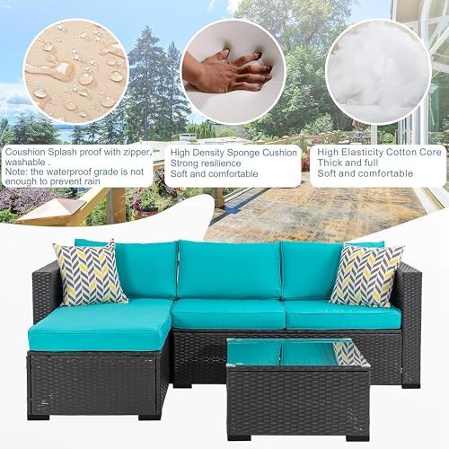 Shintenchi 3 Pieces Patio Furniture Set, All-Weather Rattan Patio Conversation - Image 3