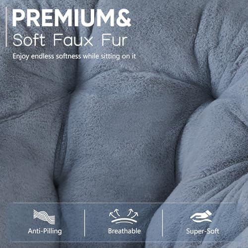 DUMOS Faux Fur Saucer Chair for Adults, Living Room Folding Lounge Chair - Image 4