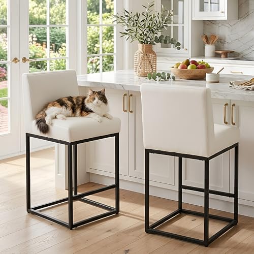 VESCASA Faux Leather 27 inches Counter Height Bar Stools by VESCASA