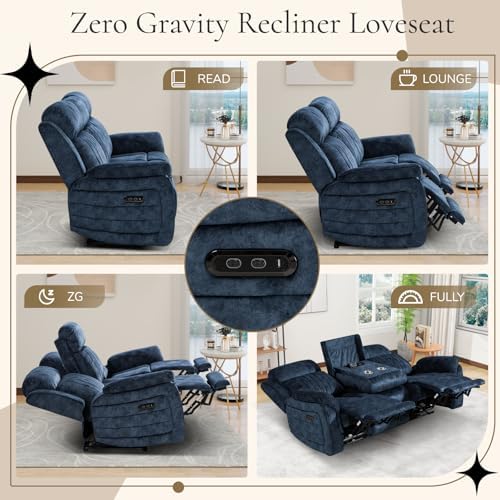 Power Reclining Sofa with Zero Gravity, Electric Reclining Couch with - Image 6