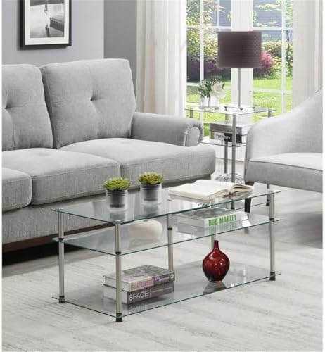 Convenience Concepts Designs2Go Classic Glass 3 Tier Coffee Table - Image 2