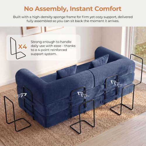 79" Convertible Futon Sofa Bed, Boneless Couch - Image 6