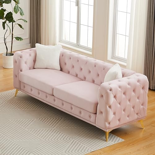 KEIKI 83" Luxury Oversized Velvet Chesterfield Sofa - Image 4
