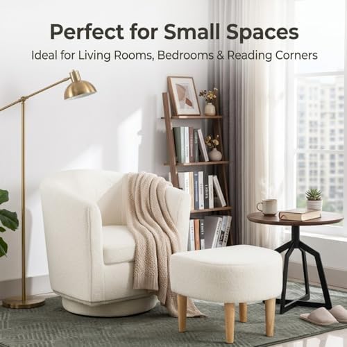 DAZONE White Swivel Accent Chair - Image 4