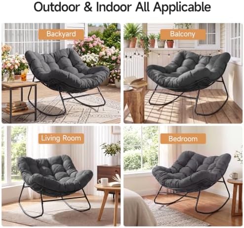 Papasan Rocking Chair, Oversized Outdoor Egg Chair - Image 6