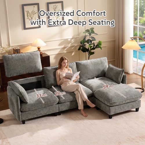 Ihanherry Modular Sectional Sofa, Chenille Deep Seat Couch - Image 5