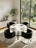 HNY Mid Century Modern Upholstered Barrel Dining Chairs by HNY