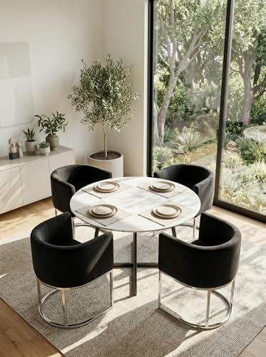 HNY Mid Century Modern Upholstered Barrel Dining Chairs by HNY