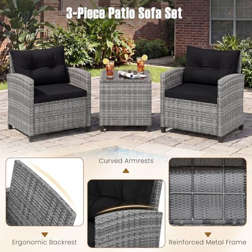 COSTWAY 3PCS Wicker Patio Furniture Set - Image 7