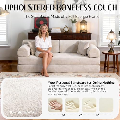 78.8" Convertible Sofa Bed, High Back Boneless Couch - Image 3