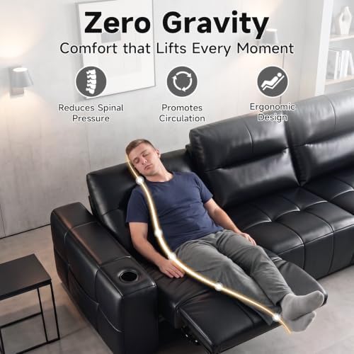 Power Recliner Genuine Leather Sofa Wall Hugger - Image 3