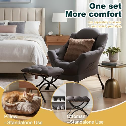 Lazy Chair with Ottoman, Comfy Reading Chair - Image 5