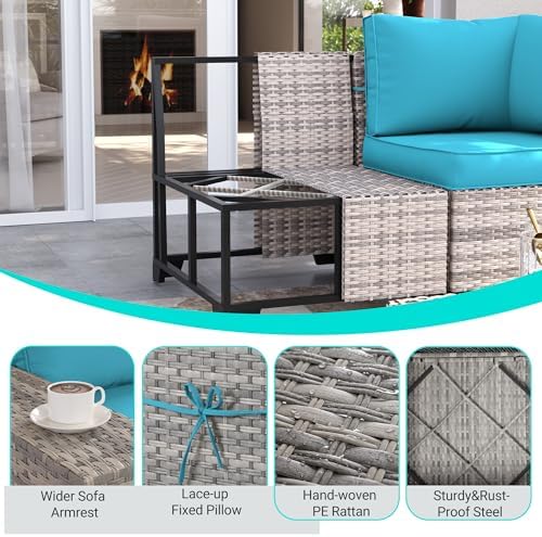 Outdoor Patio Furniture Set PE Wicker Rattan Outdoor Sectional Sofa - Image 2