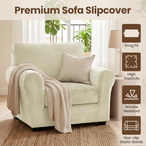 XINEAGE 2-Piece Velvet Armchair Sofa Cover, Couch Covers - Image 2