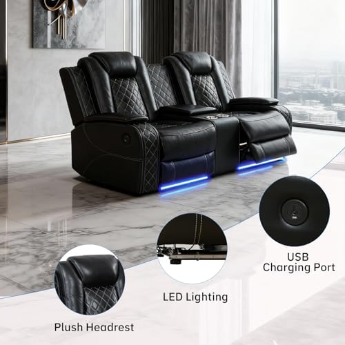 Living Room Furniture Sets, 2 Pieces Power Recliner Faux Leather Sofa - Image 6