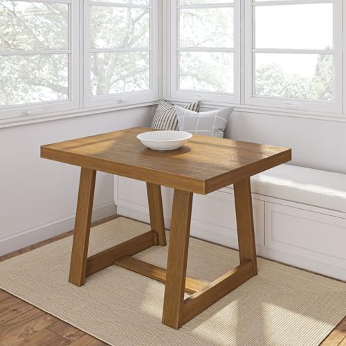 Plank+Beam Classic 48 Inch Dining Table, Rectangular, Pecan Wirebrush by PlankBeam