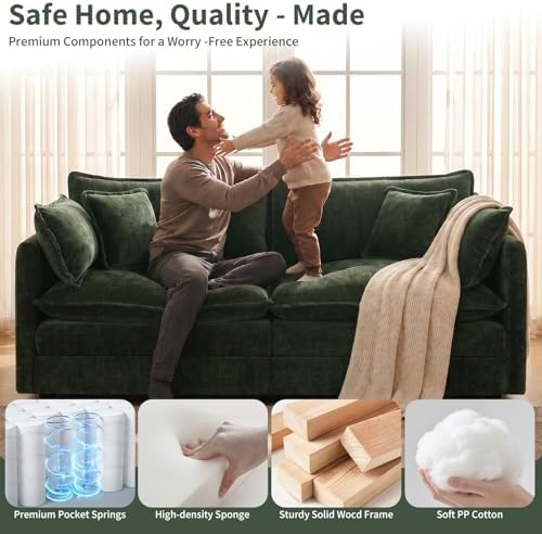 GNIXUU 76" Green Cloud Loveseat Sofa 2 Seater Modular Couch - Image 4