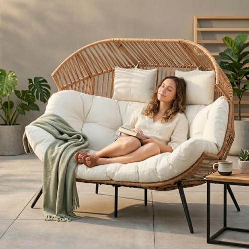 Shintenchi Double Egg Chair Outdoor Rattan Patio Chair by Shintenchi%7CFurnitureMadeforRealLife