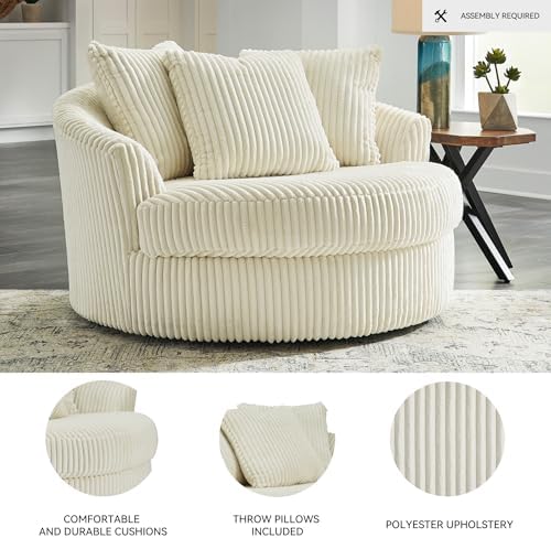 Signature Design by Ashley Lindyn White Oversized Swivel Accent Chair - Image 4