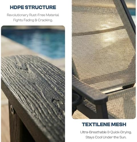 Outdoor HDPE Chaise Lounge Chair, Textilene Pool Lounger - Image 5