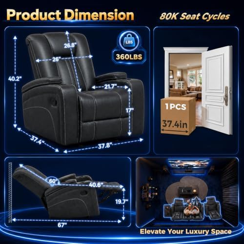 3X Manual Recliner Chair, Home Theater Seating - Image 2