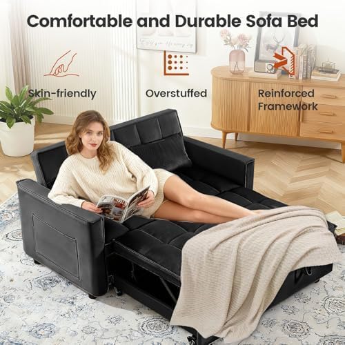 Sleeper Sofa Bed with Adjustable Backrest & Side Pockets - Image 6