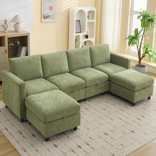 107" U Shaped Modular Sectional Sofa by WUTUTUEE
