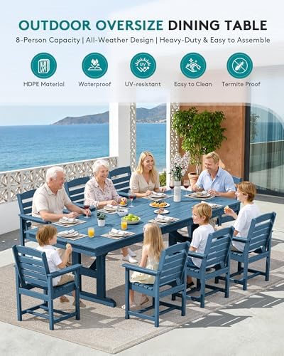 SERWALL Outdoor HDPE Dining Chairs Set of 2 - Image 6