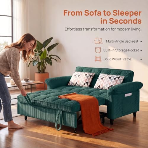 Corduroy Pull Out Sofa Bed - Image 5