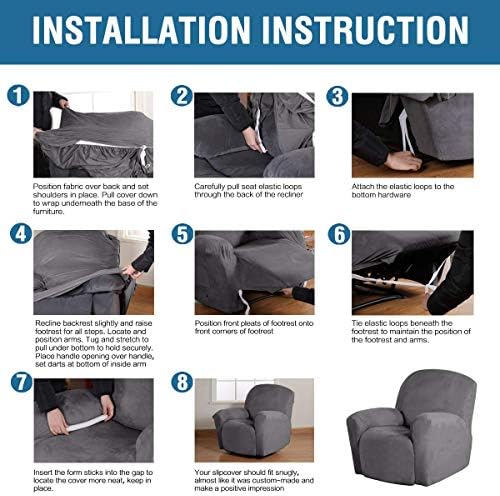 H.VERSAILTEX Velvet Recliner Chair Covers 1-Piece - Image 5