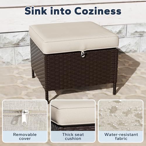 5 Piece Patio Furniture Set, Wicker Outdoor Conversation Set - Image 3