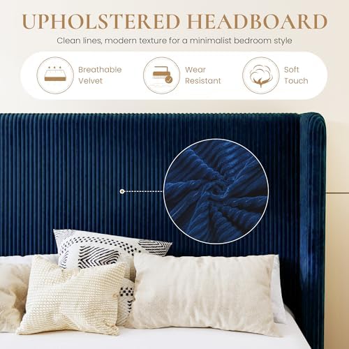 SHA CERLIN Full Corduroy Platform Bed - Image 4