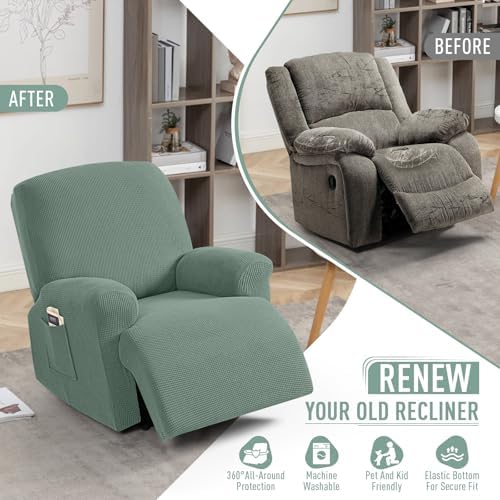 TAOCOCO Stretch Recliner Chair Covers 4 Piece, Sage Green - Image 4