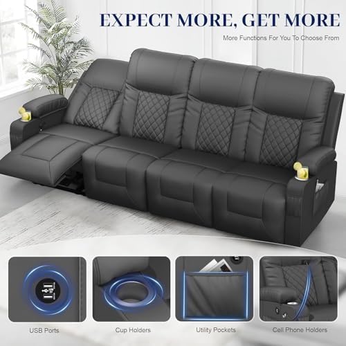 YONISEE 4 Seat Recliner Sofa, Manual Reclining Sofa Couch - Image 3