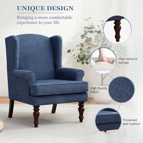 High Back Wingback Accent Chair, Upholstered Single Armchair Sofa - Image 4