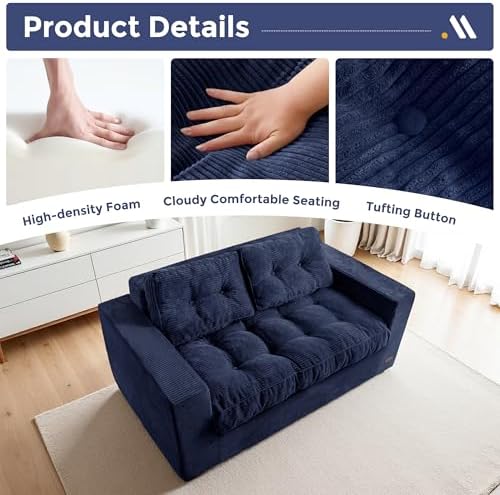 MAXYOYO Loveseat Sofa Couch, Upholstered Bean Bag Chair Cloud Seat - Image 4