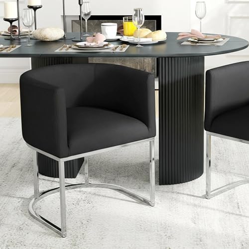 HNY Mid Century Modern Upholstered Barrel Dining Chair by HNY