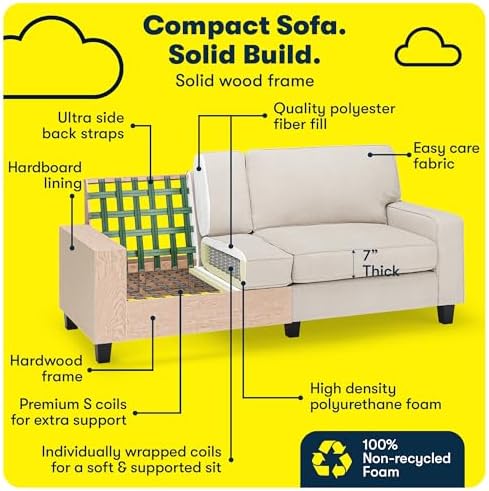 Serta Palisades 78" Track Arm Sofa, Easy Care Polyester, Soft Pillow Back - Image 5