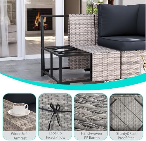 Outdoor Patio Furniture Set PE Wicker Rattan Outdoor Sectional Sofa - Image 4