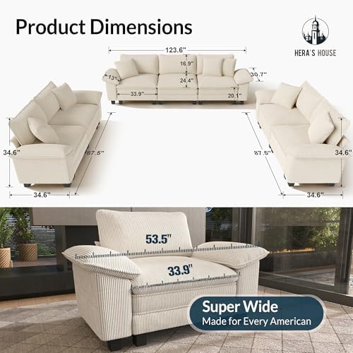 HERA'S HOUSE 3 Pieces Modular Sectional Cloud Couch and Loveseat Sofa Set - Image 2