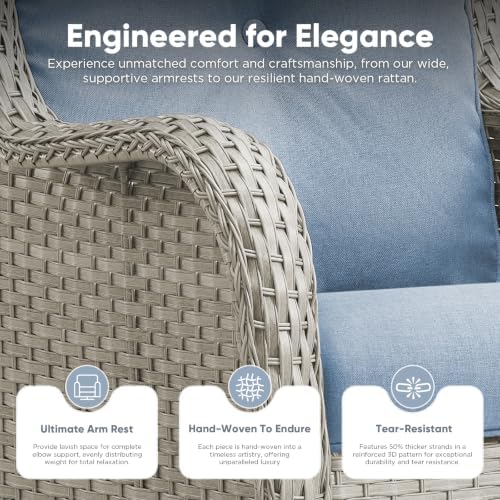 Belord 5 Piece Wicker Patio Furniture Set, Outdoor Swivel Rocker Chairs Set of 2 - Image 5
