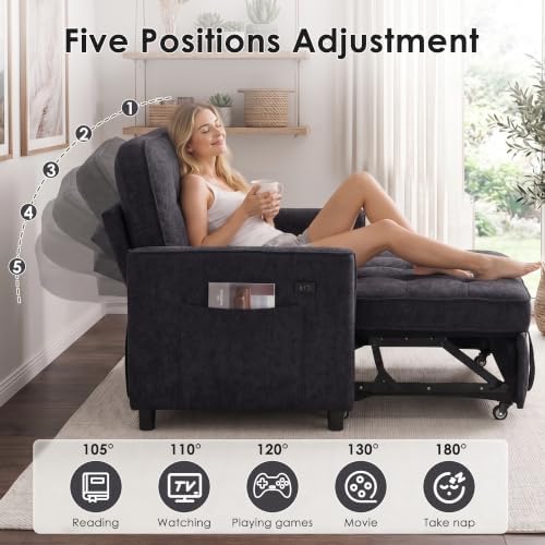 54" Loveseat Sleeper Sofa Bed, Convertible Pull Out Couch - Image 3