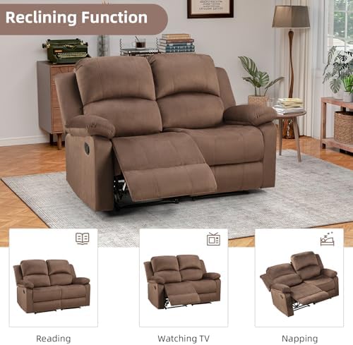EBELLO Manual Loveseat Recliner Sofa, Soft Microfiber Reclining Couch - Image 4