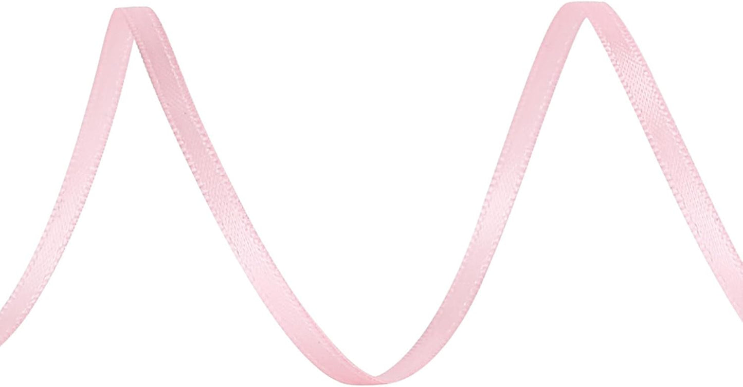 LIUYAXI Light Pink Double Faced Satin Ribbon, 1/8" X Continuous 100 Yards, Thin Ribbons Perfect for Gift Wrapping Wedding Invitation Card Hair Bows Tag Floral Arrangement DIY Craft