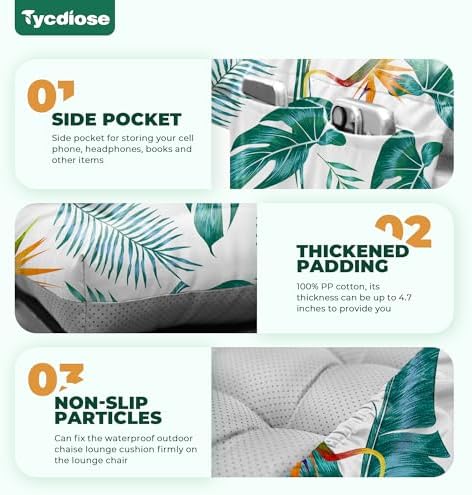 Outdoor Chaise Lounge Chair Cushion, Non-Slip Patio Lounge Chair Cushions - Image 5
