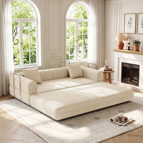 79'' Convertible Compressed Corduroy Folding Cloud Sofa Bed, 4 in 1 Modern - Image 3
