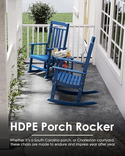 GREENVINES Classic Outdoor-Rocking-Chairs-Set-of-2, HDPE Rocker - Image 5